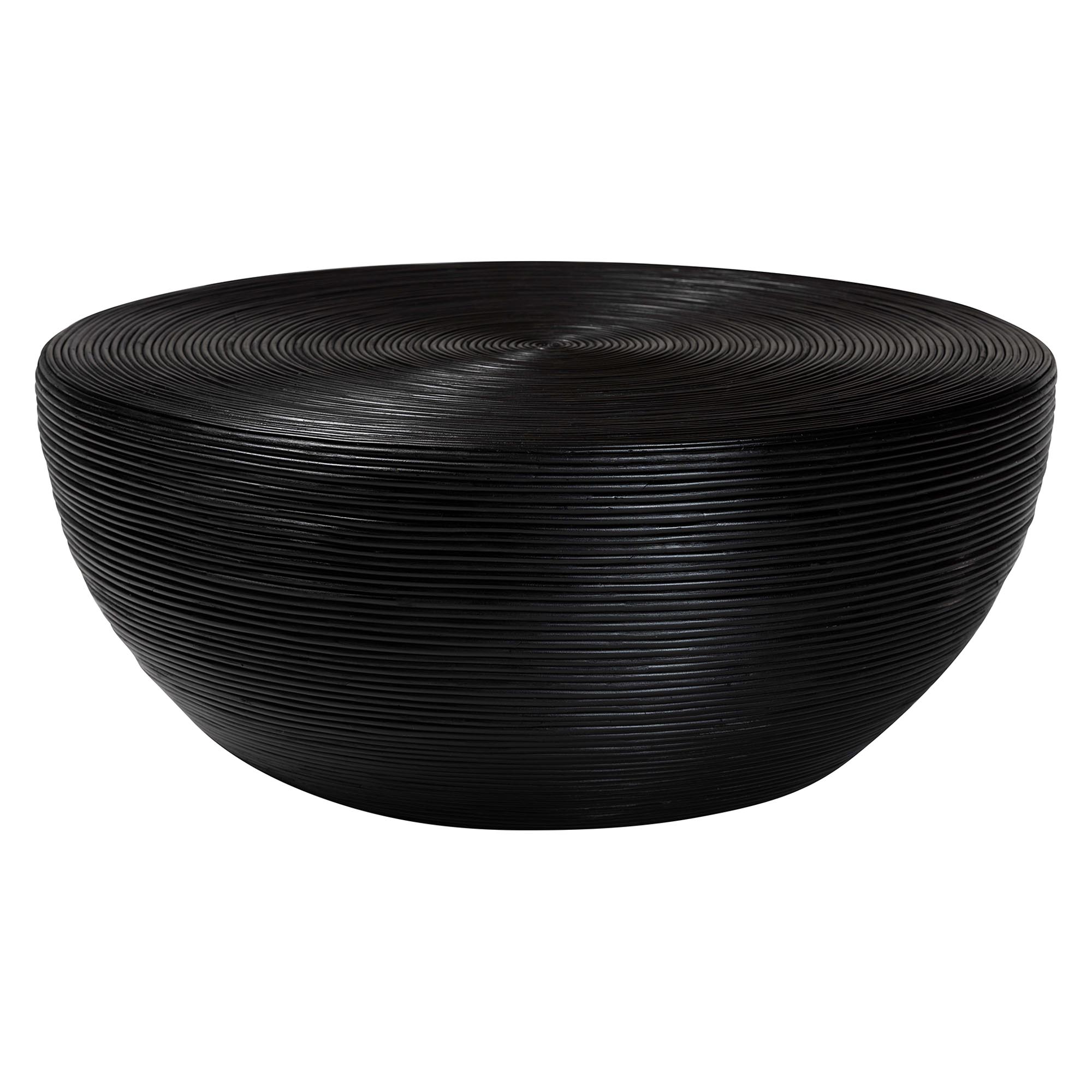 bali & pari Tokyo Laminated Natural Rattan Coffee Table - Handcrafted Bowl -Shaped Center Table for Living Room, Coastal Boho Style Furniture in Black Affordable modern furniture in Chicago, classic living room furniture, modern coffee table, cheap coffee table